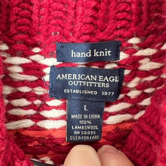 American Eagle Outfitters Hand Knit Lambswool Fair Isle Turtleneck Sweater - Picture 4 of 6